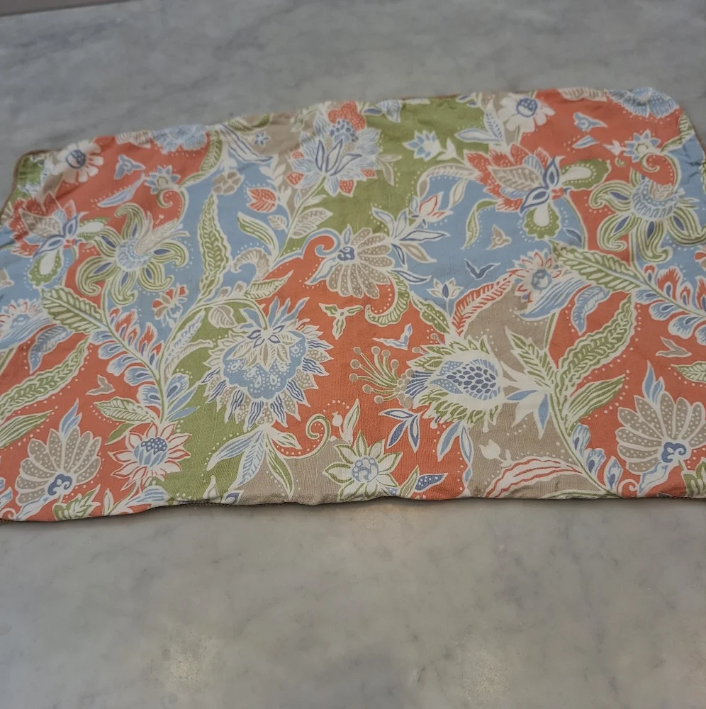 Vintage Nautica Multicolor Floral 2 Qty Queen‎ Sz Pillow Cases Tan Cream Stripe